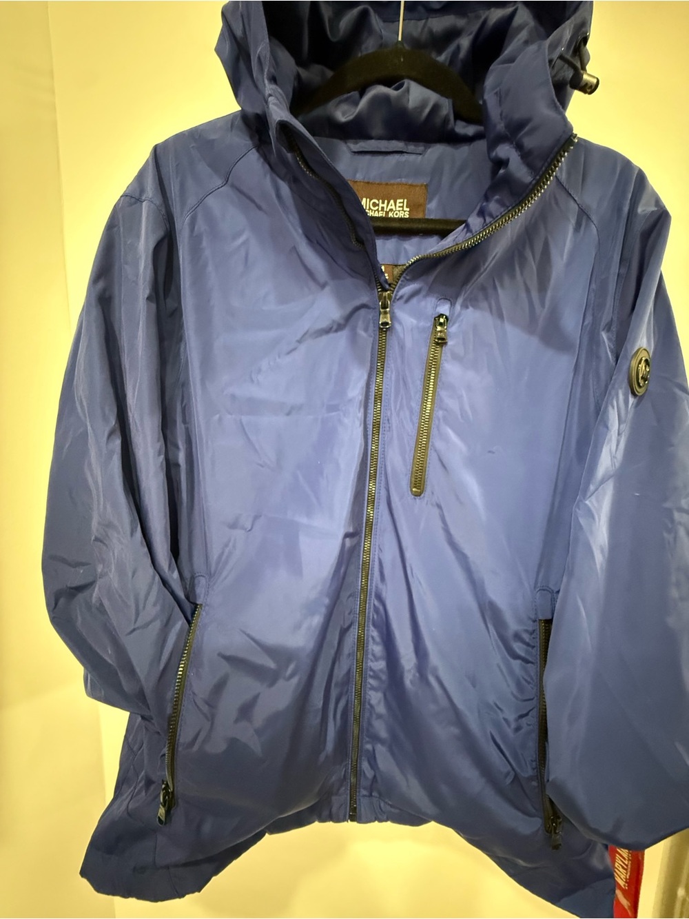 Michael Kors Men's Blue Hooded Raincoat